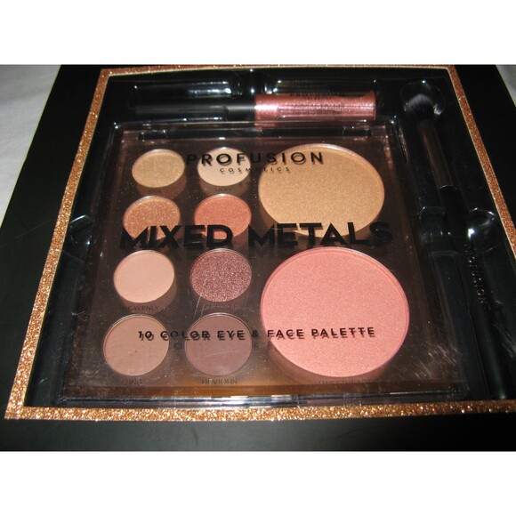 Profusion Mixed Metals 12 Piece Eye Face Kit Blush Highlighter Rose Gold Sparkle - Picture 3 of 3